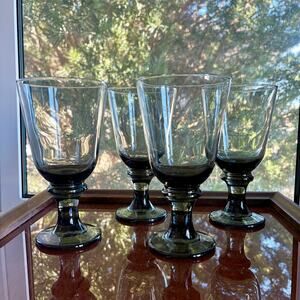 Vintage Libbey Nova Smoky Gray Goblets Set of 4